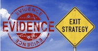 an exit sign with the words evidence strategy